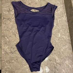 Mirella Navy Blue Cap Sleeve Leotard - Size S